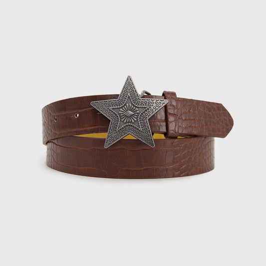 CINTURÓN ESTRELLA CAFÉ PLATEADO