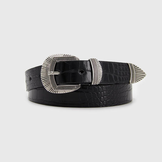 CINTURÓN BAS NEGRO PLATEADO