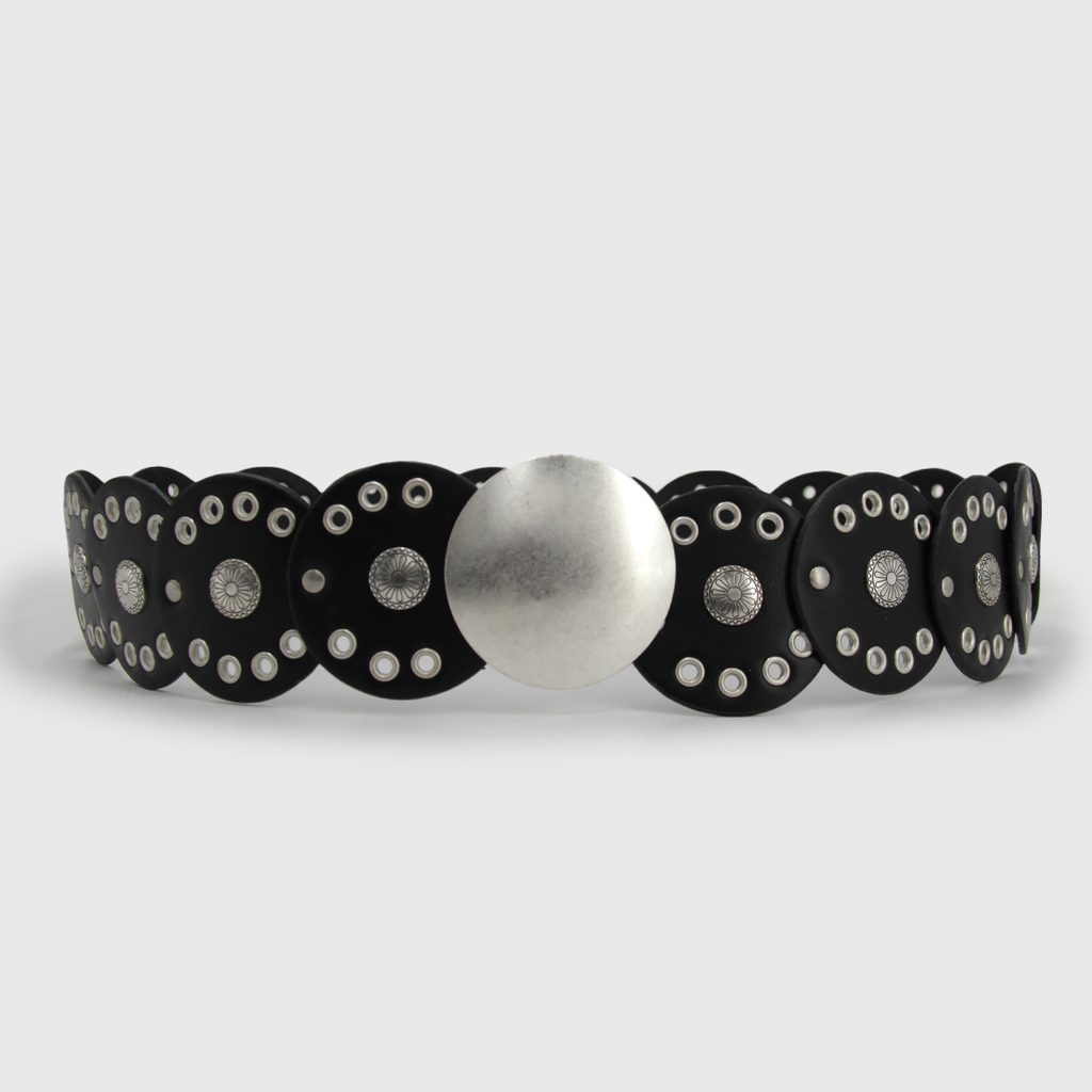 CINTURÓN BOHO PLATEADO NEGRO II