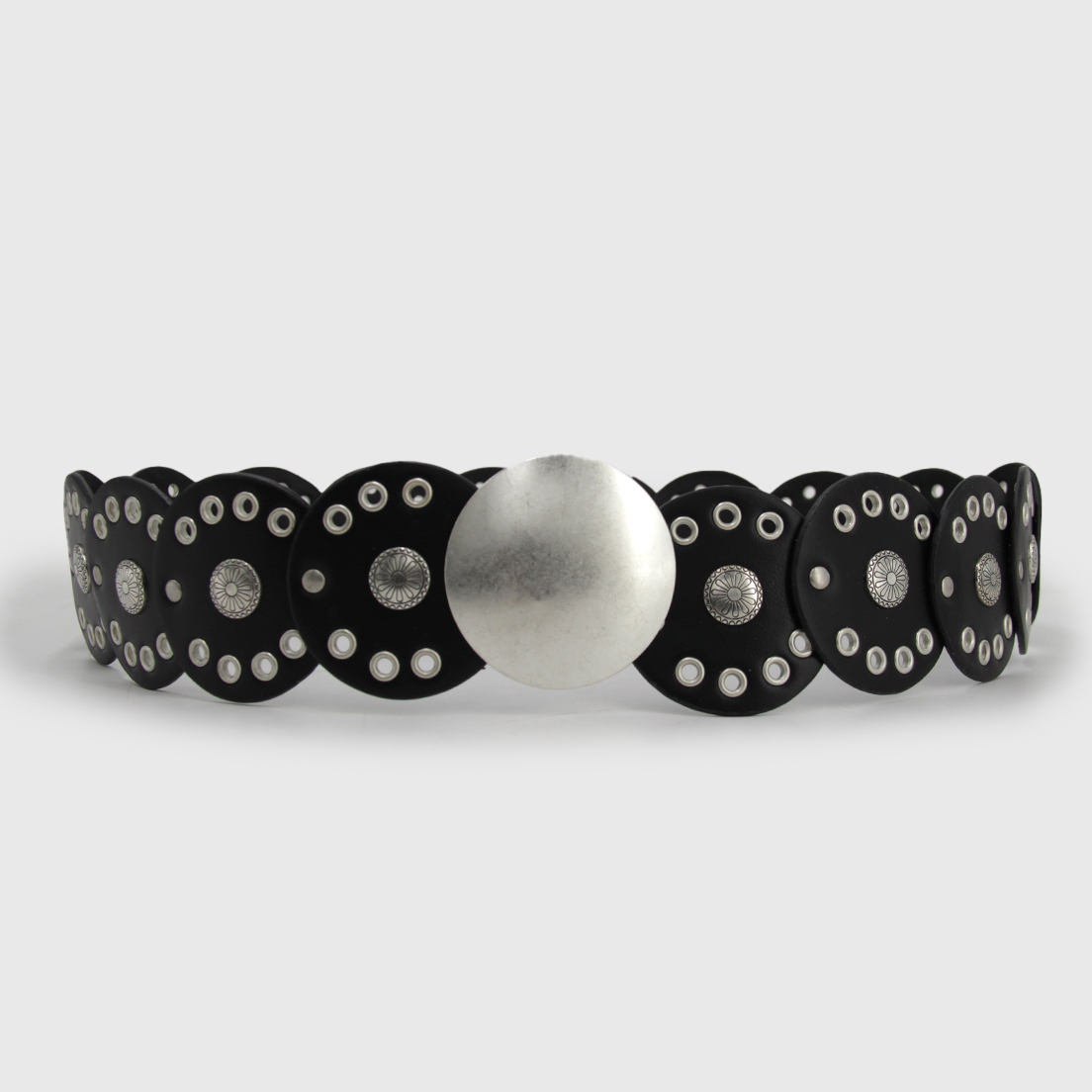 CINTURÓN BOHO PLATEADO NEGRO II