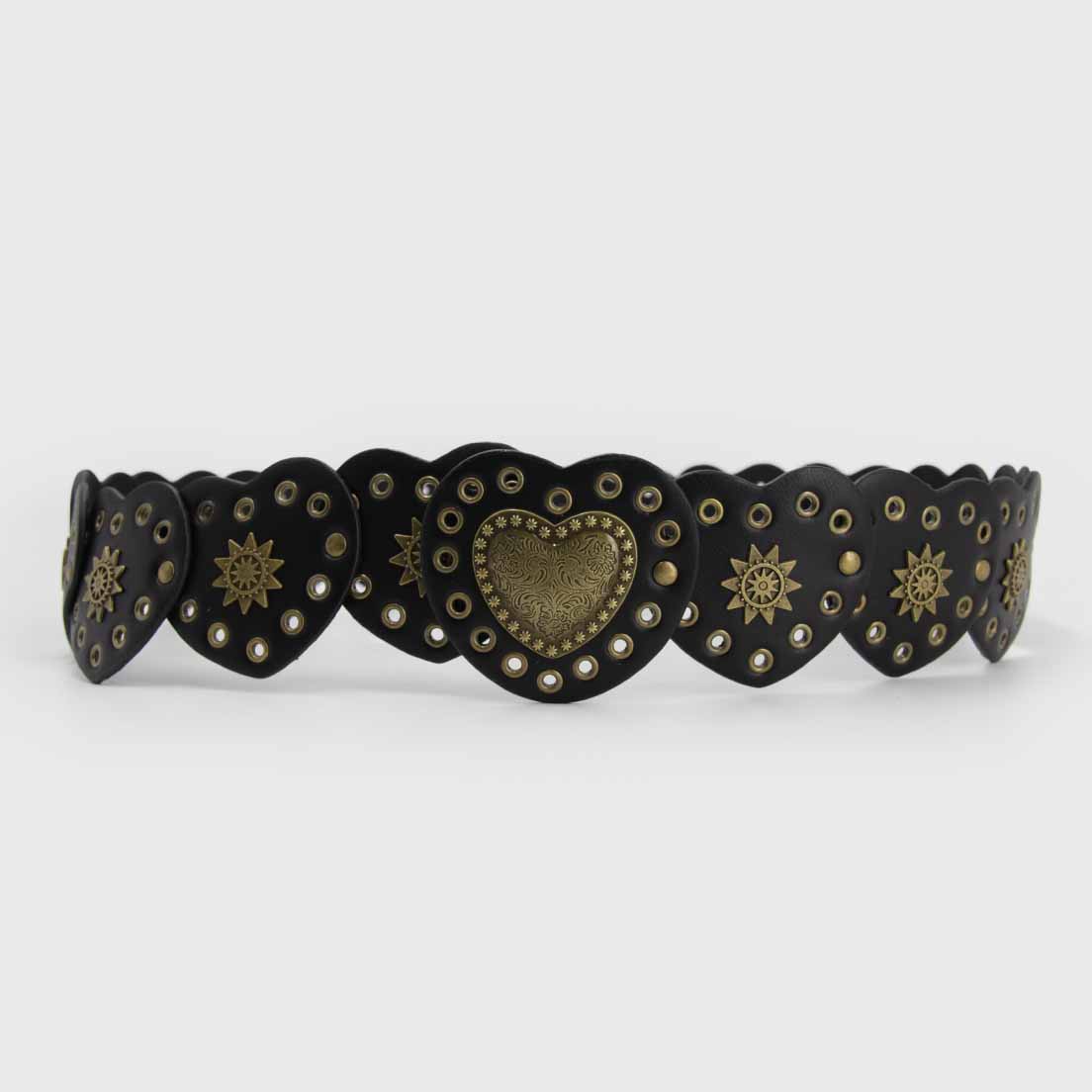 CINTURÓN CORAZÓN RP NEGRO - DORADO