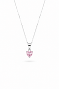 CADENA CORAZÓN CIRCÓN ROSADO PUNTO DE LUZ PLATA 925