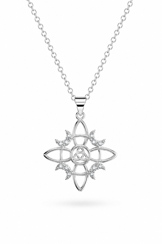 CADENA NUDO DE BRUJA CIRCONES II PLATA 925