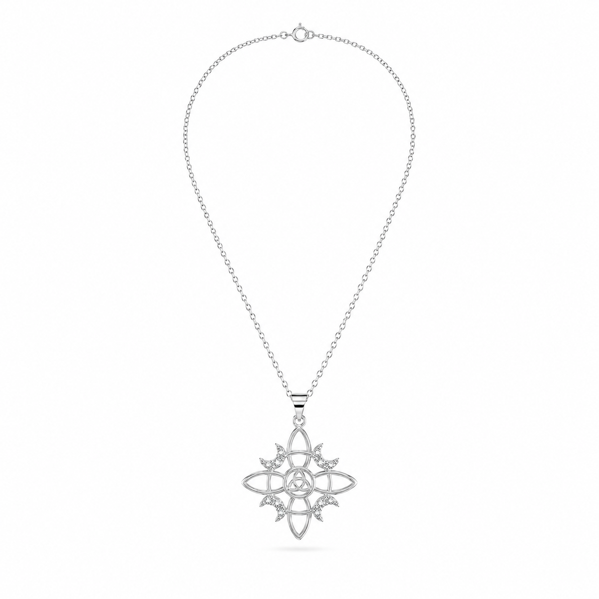 CADENA NUDO DE BRUJA CIRCONES II PLATA 925