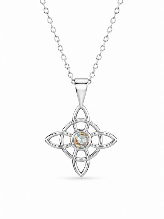 CADENA NUDO DE BRUJA CIRCÓN TORNASOL PLATA 925