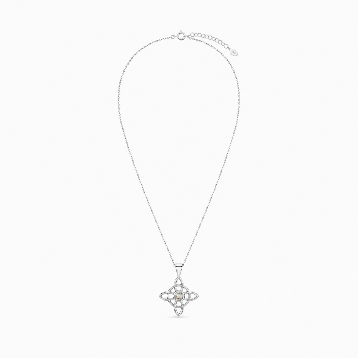 CADENA NUDO DE BRUJA CIRCÓN TORNASOL PLATA 925