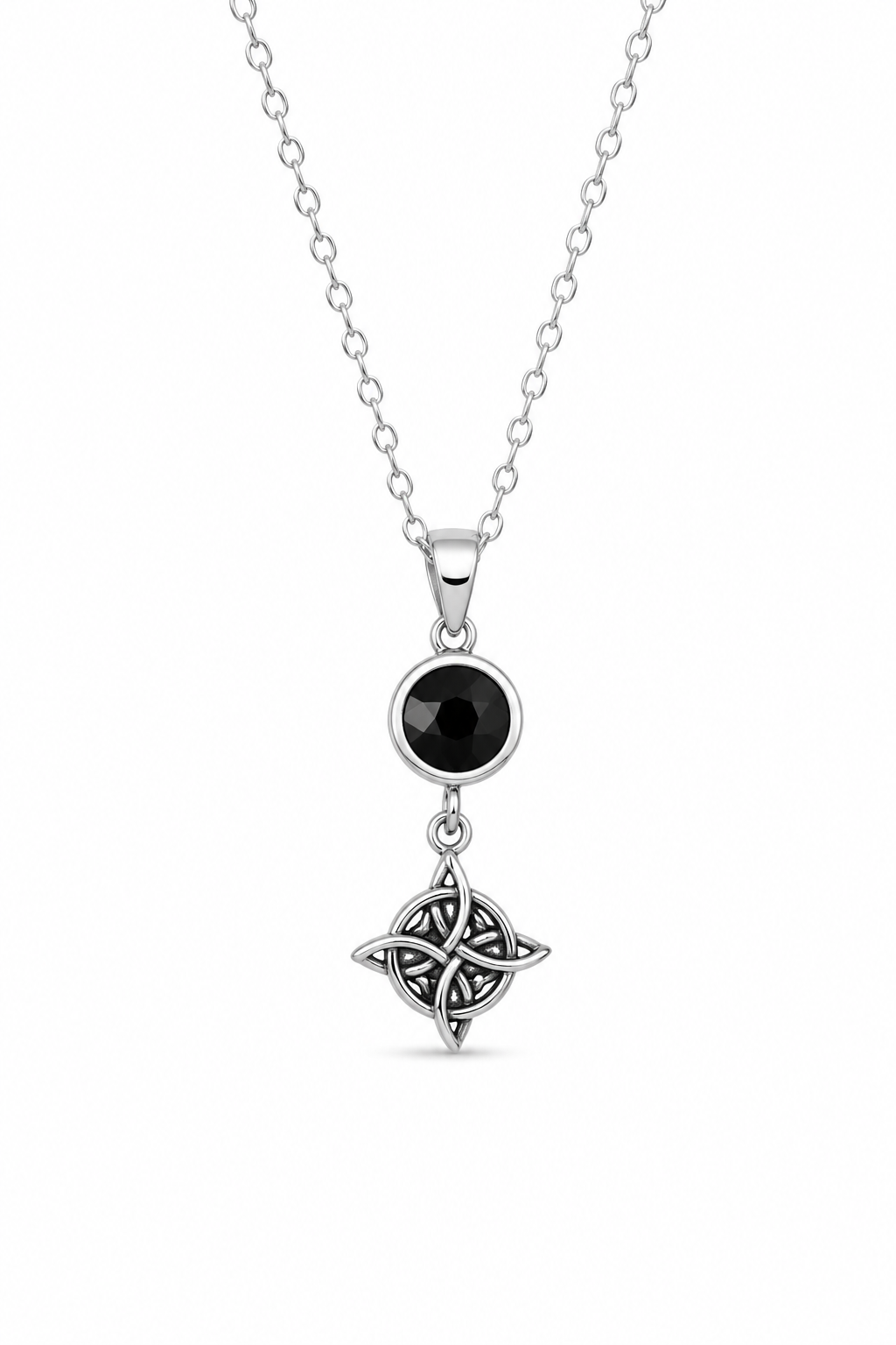 CADENA NUDO DE BRUJA ÓNIX  PLATA 925