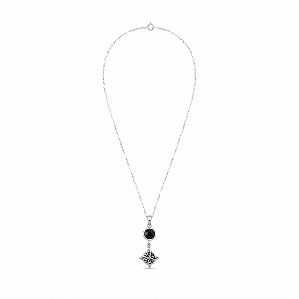 CADENA NUDO DE BRUJA ÓNIX  PLATA 925