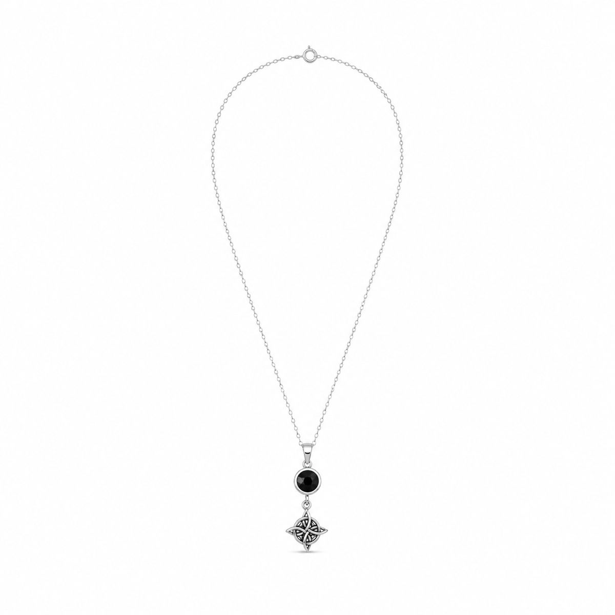 CADENA NUDO DE BRUJA ÓNIX  PLATA 925