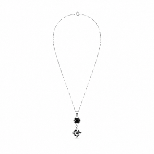 CADENA NUDO DE BRUJA ÓNIX  PLATA 925