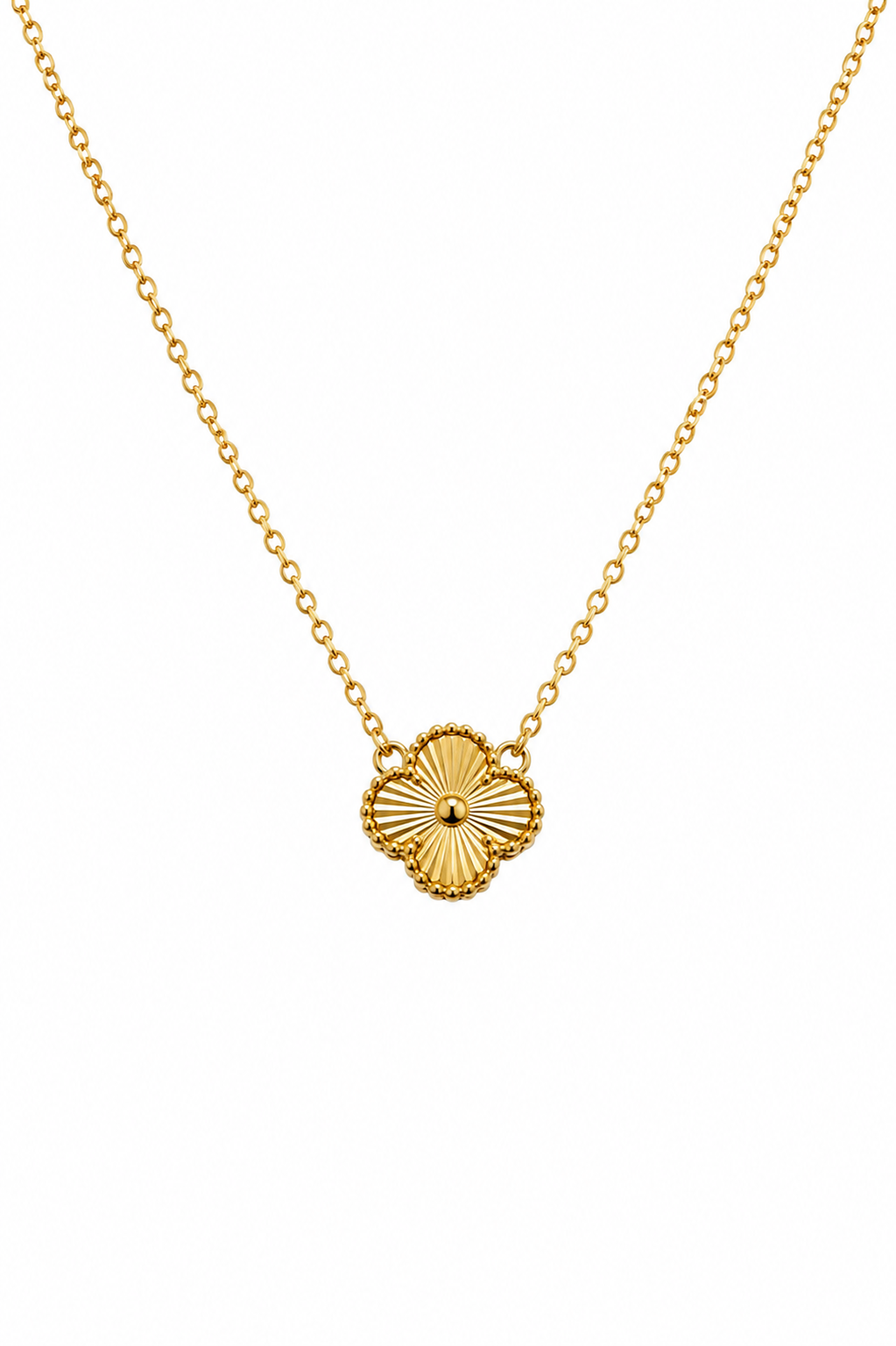 Collar Trébol Dorado Texturizado