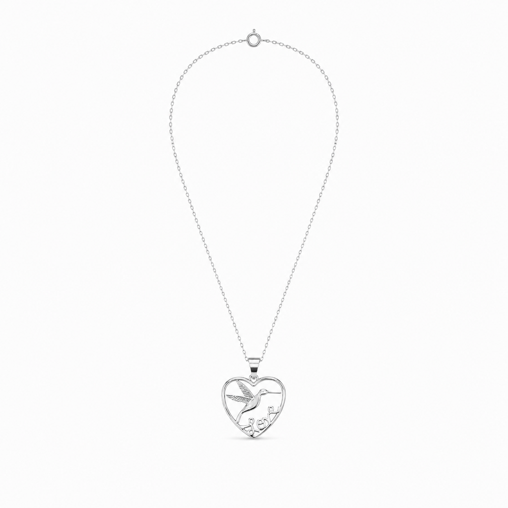 CADENA COLIBRÍ CORAZÓN  PLATA 925