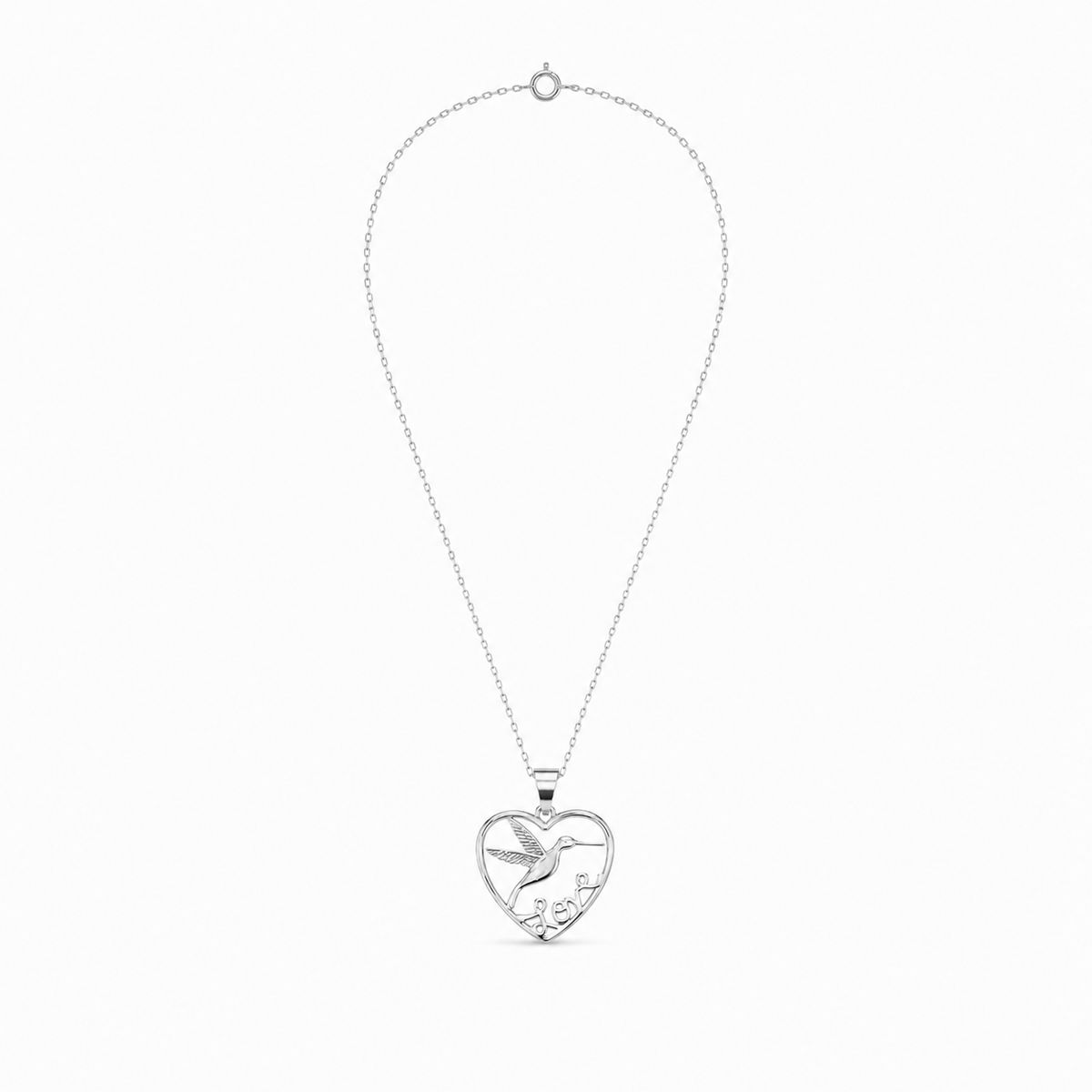 CADENA COLIBRÍ CORAZÓN  PLATA 925
