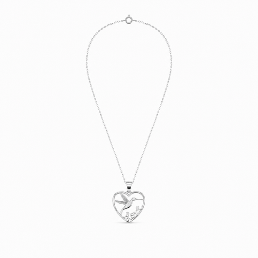 CADENA COLIBRÍ CORAZÓN  PLATA 925