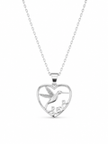 CADENA COLIBRÍ CORAZÓN  PLATA 925
