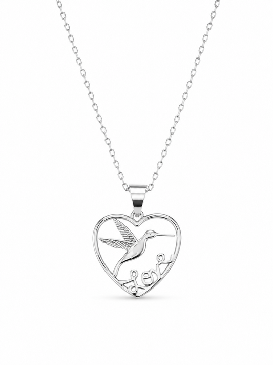 CADENA COLIBRÍ CORAZÓN  PLATA 925