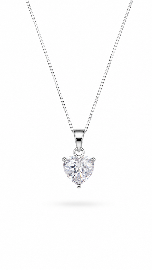 CADENA CORAZÓN PUNTO DE LUZ CIRCÓN II PLATA 925