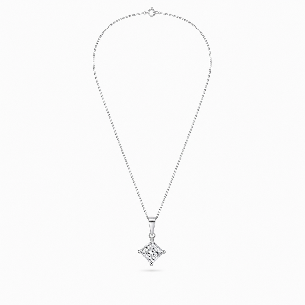 CADENA ROMBO PUNTO DE LUZ CIRCÓN PLATA 925