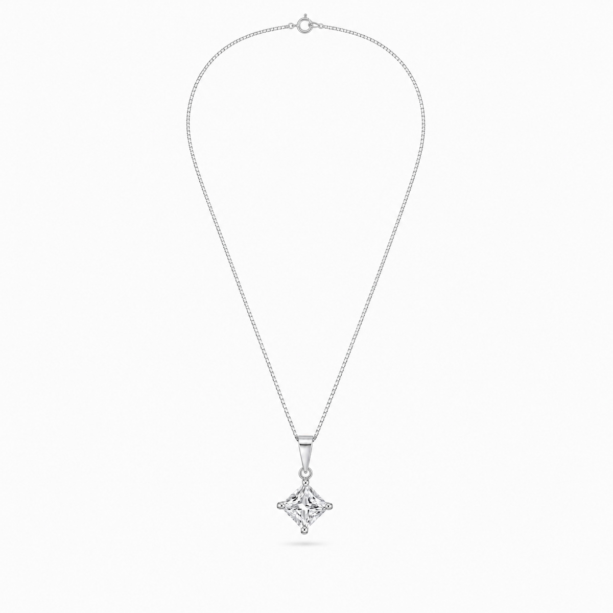 CADENA ROMBO PUNTO DE LUZ CIRCÓN PLATA 925
