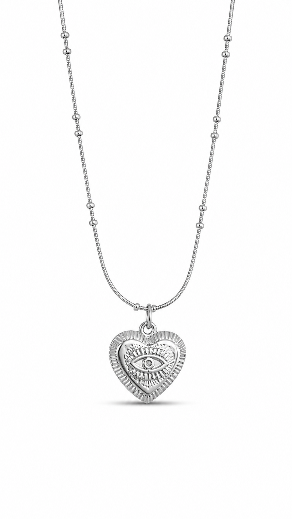 CADENA CORAZÓN OJO PLATEADO