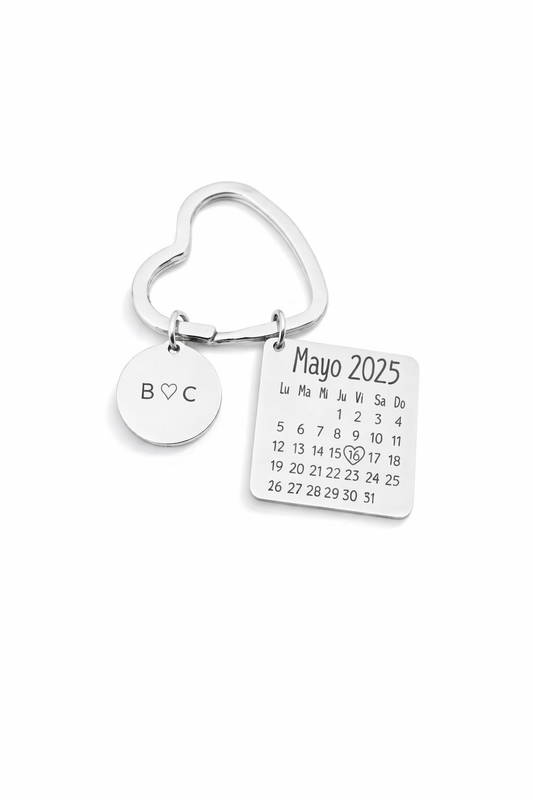 LLAVERO CALENDARIO PERSONALIZADO CORAZÓN