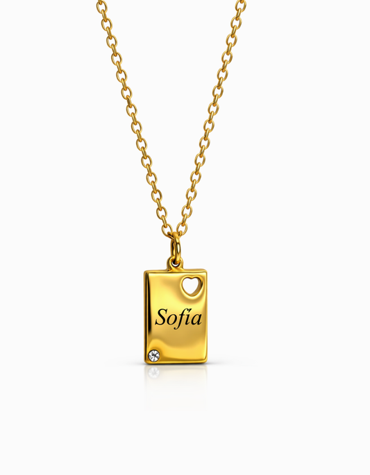 COLLAR MINI RECTANGULAR BRILLO PERSONALIZADO