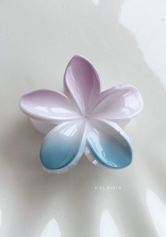 HAIR CLIPS FLORES HAWAIANA LILA CELESTE MEDIANA