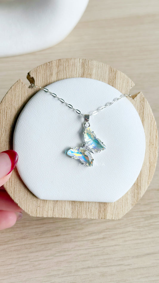 CADENA MARIPOSA TORNASOL SWAROVSKI PLATA 925