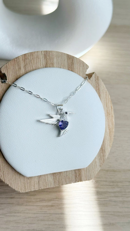 CADENA COLIBRÍ CIRCÓN AMATISTA PLATA 925