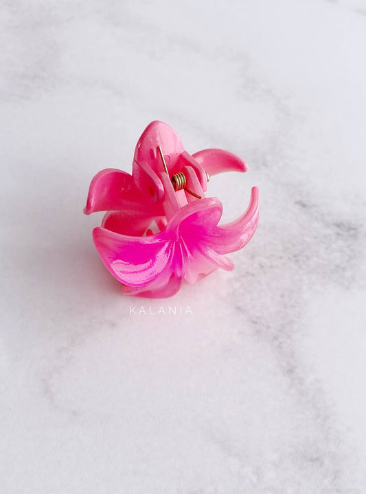 HAIR CLIPS FLORES HAWAIANA FUCSIA PEQUEÑA