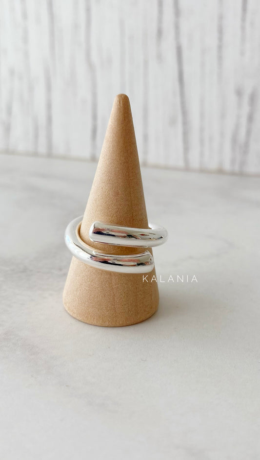 ANILLO DOBLE LINEAS PLATEADO