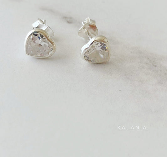 AROS MINI CORAZÓN CIRCÓN PLATA 925