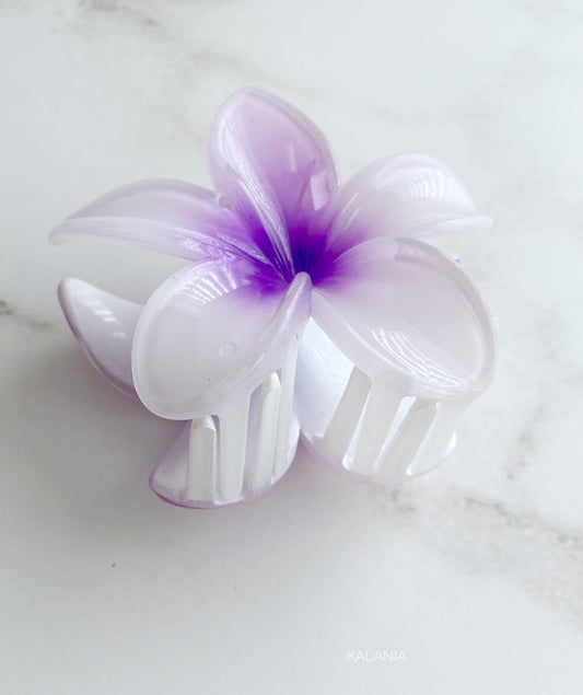 HAIR CLIPS FLORES HAWAIANA BLANCO LILA GRANDE