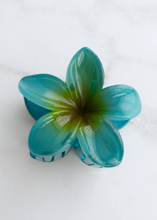 HAIR CLIPS FLORES HAWAIANA TURQUESA GRANDE