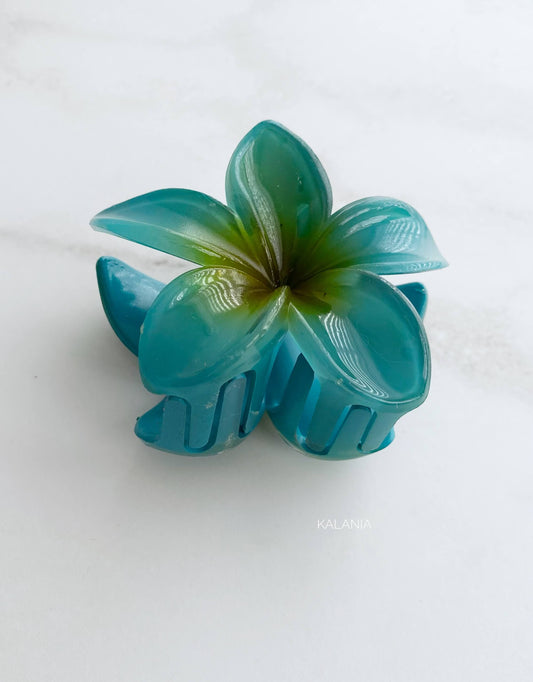 HAIR CLIPS FLORES HAWAIANA TURQUESA GRANDE