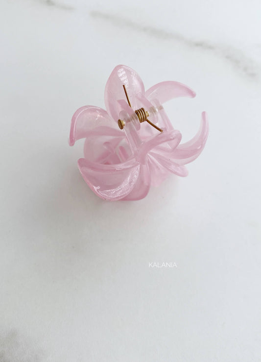 HAIR CLIPS FLORES HAWAIANA ROSADO TRANSPARENTE