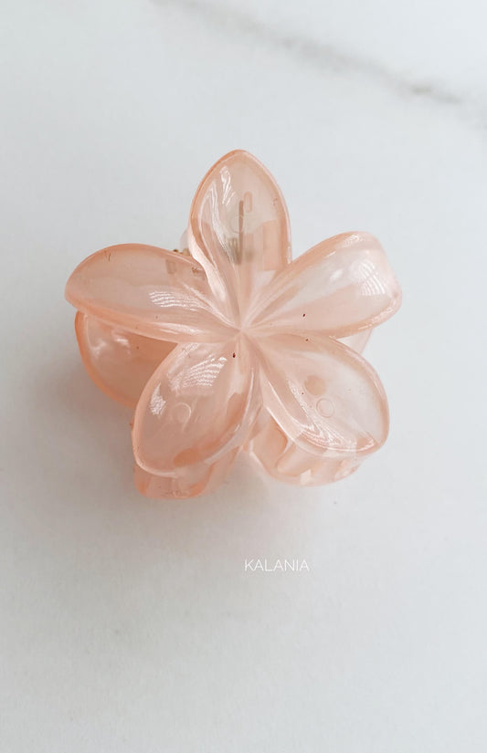 HAIR CLIPS FLORES HAWAIANA NARANJO TRANSPARENTE