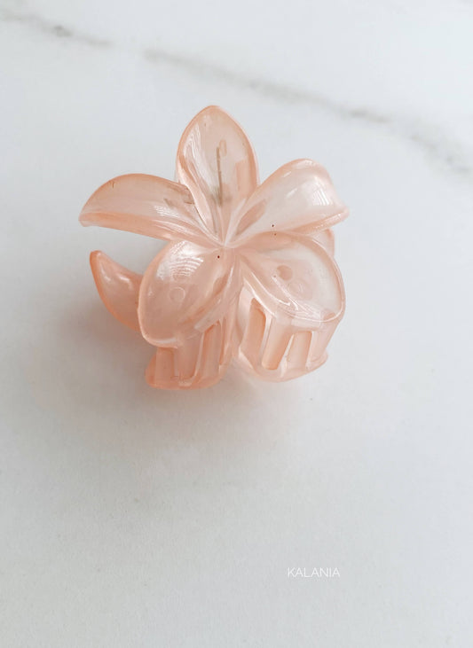 HAIR CLIPS FLORES HAWAIANA NARANJO TRANSPARENTE