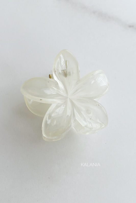 HAIR CLIPS FLORES HAWAIANA BLANCO TRANSPARENTE