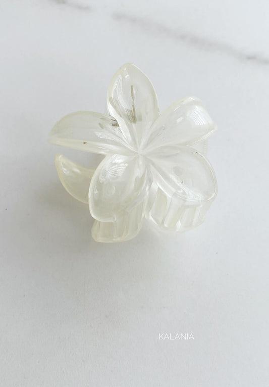 HAIR CLIPS FLORES HAWAIANA BLANCO TRANSPARENTE