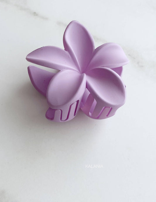 HAIR CLIPS FLORES HAWAIANA LILA ENGOMADO MEDIANO