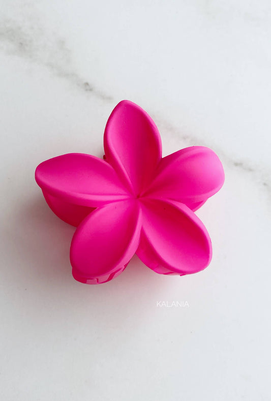 HAIR CLIPS FLORES HAWAIANA FUCSIA ENGOMADO MEDIANO