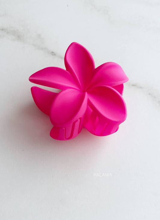 HAIR CLIPS FLORES HAWAIANA FUCSIA ENGOMADO MEDIANO