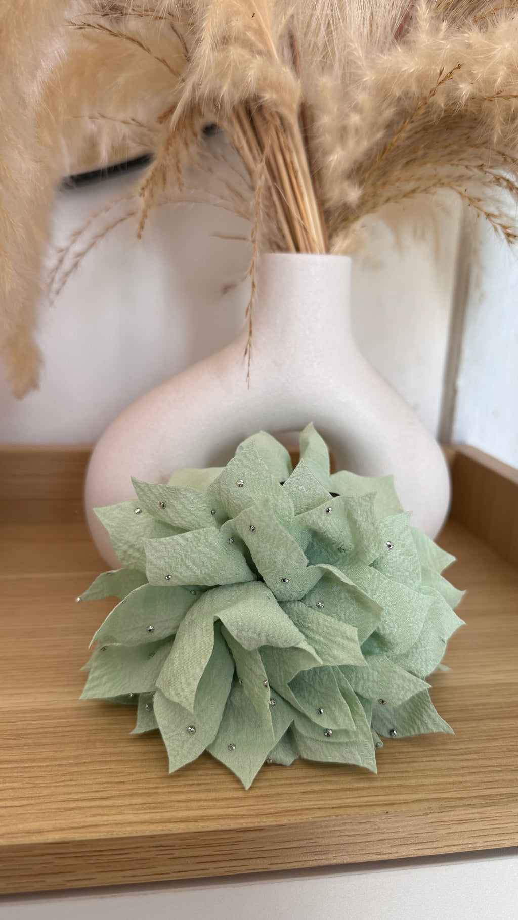Pinche Flor Puntas Brillo Verde 9 cm