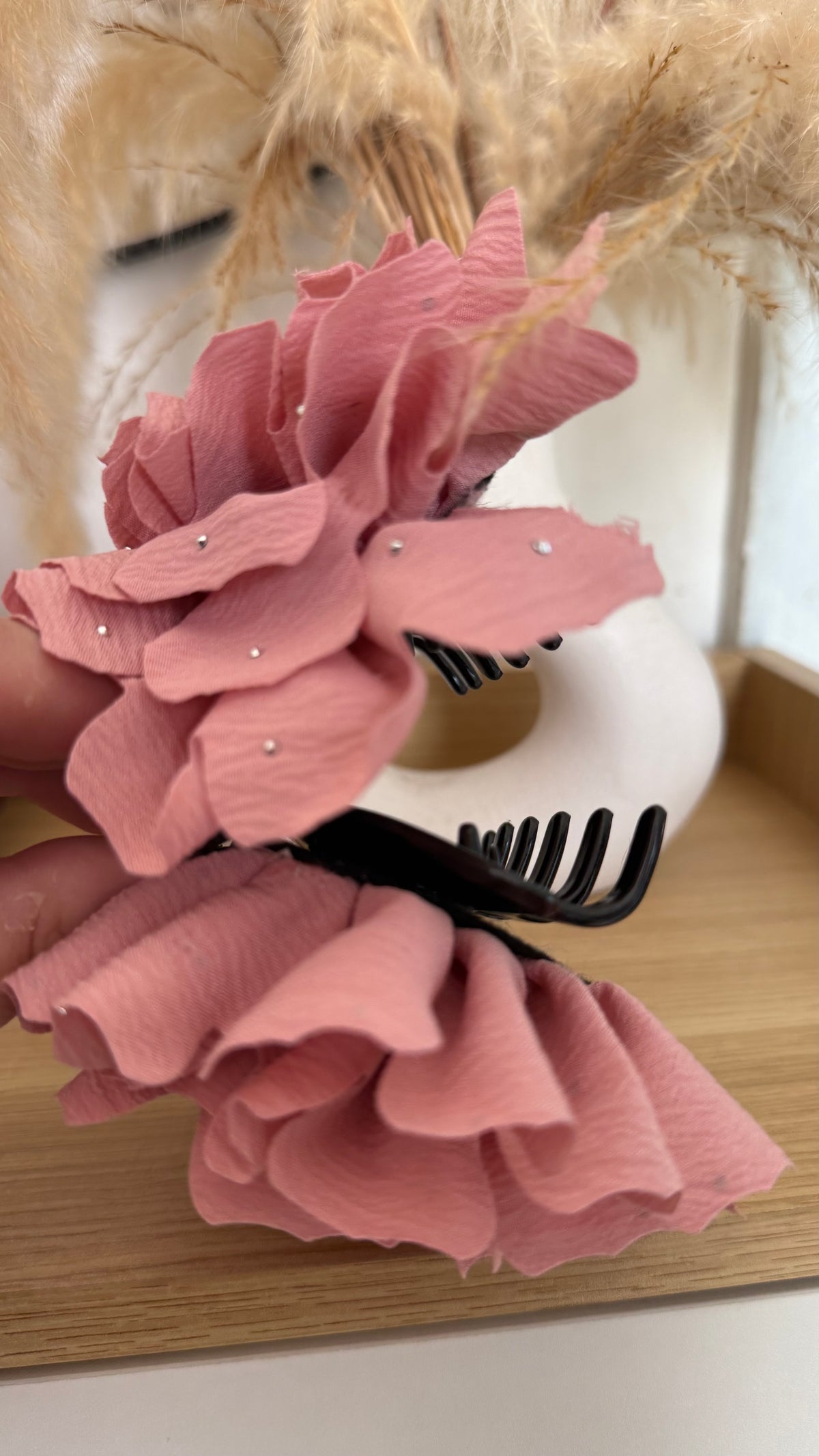 Pinche Flor Brillo Rosa 12 cm