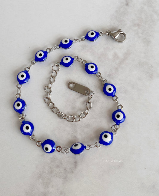 PULSERA OJO TURCO PLATEADO ACERO INOXIDABLE