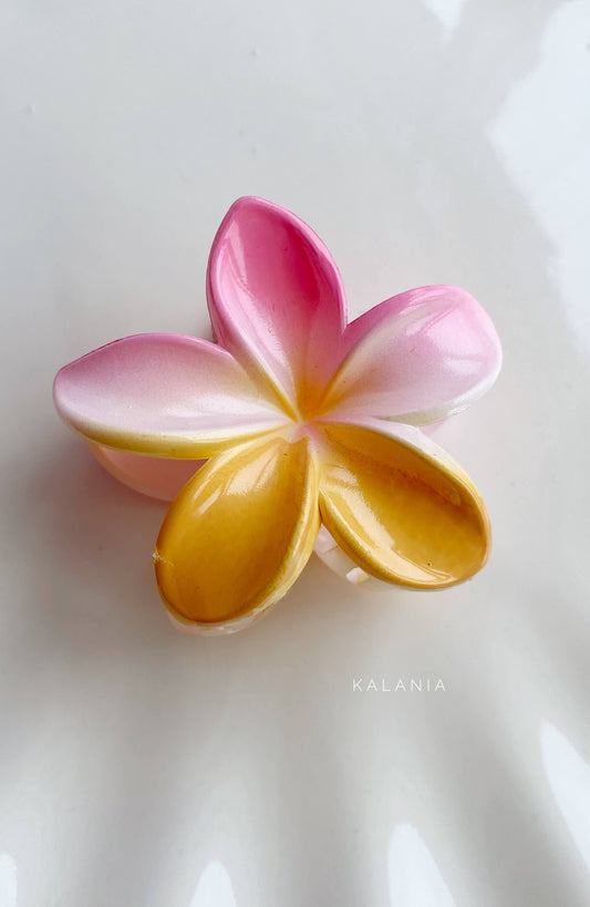 HAIR CLIPS FLORES HAWAIANA ROSADO NARANJO MEDIANA