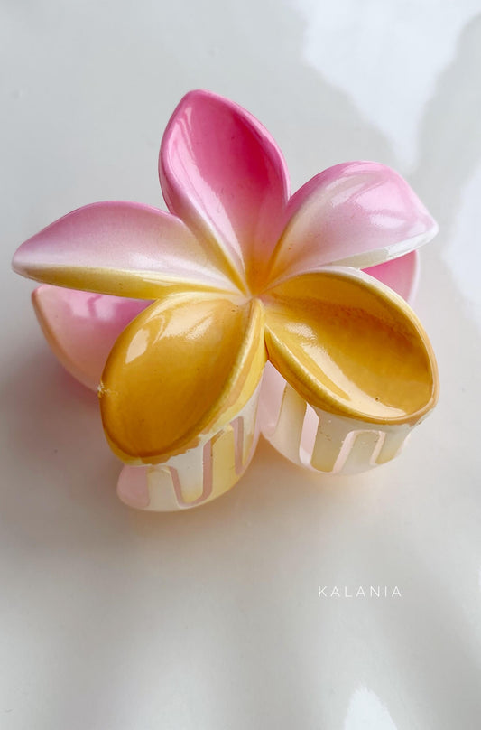 HAIR CLIPS FLORES HAWAIANA ROSADO NARANJO MEDIANA