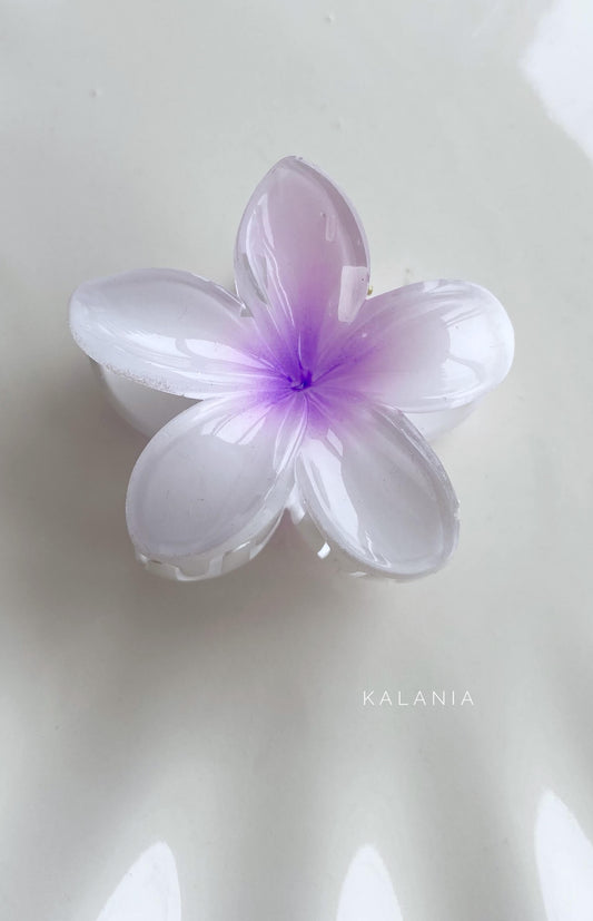 HAIR CLIPS FLORES HAWAIANA BLANCO MORADO MEDIANA