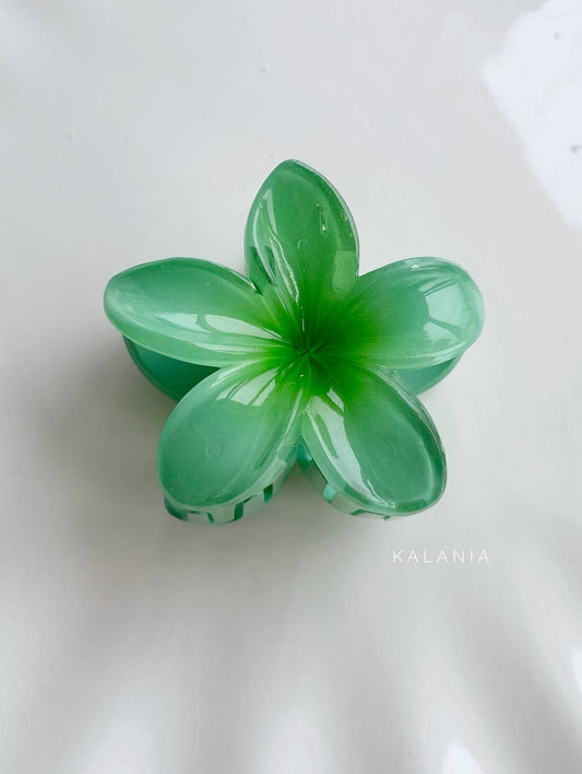 HAIR CLIPS FLORES HAWAIANA VERDE MEDIANA